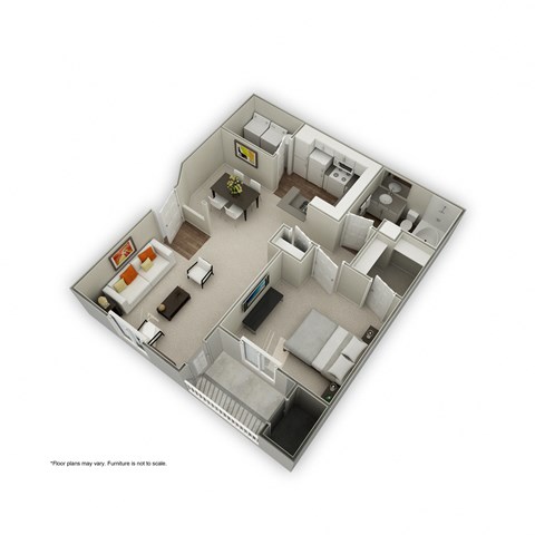 Floor plan for 1 bed, 1 bath, 782 sqft